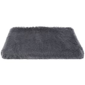 Dog Bed Soft Plush Cushion Cozy Warm Pet Crate Mat Dog Carpet Mattress with Long Plush for S/M Dogs (Option: S)