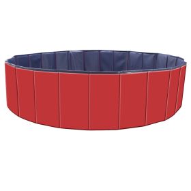 Foldable Pet Swimming Pool PVC Kiddie Baby Dog Swim Pool Bathing Tub Playmat Kids Pools (Option: Red)